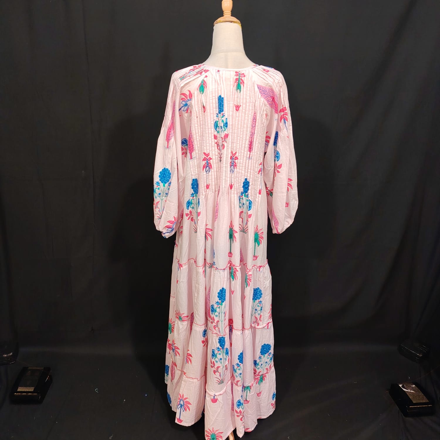 S/M Fawz Printed Cotton Dress 57" Long Jalabiya
