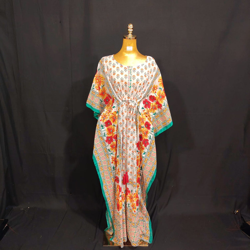 Free size Farasah Printed Cotton Dress 57" Long Jalabiya