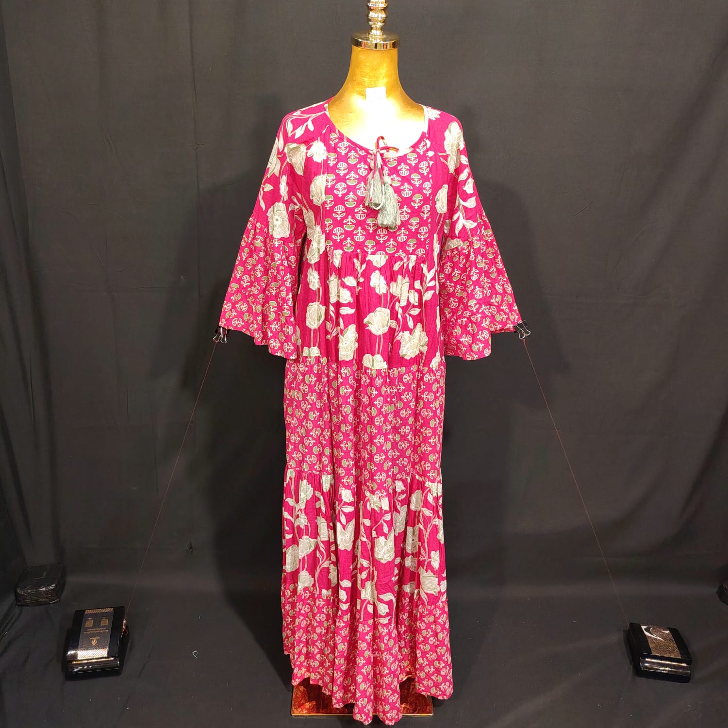 S/M Gaby Printed Cotton Dress 57" Long Jalabiya