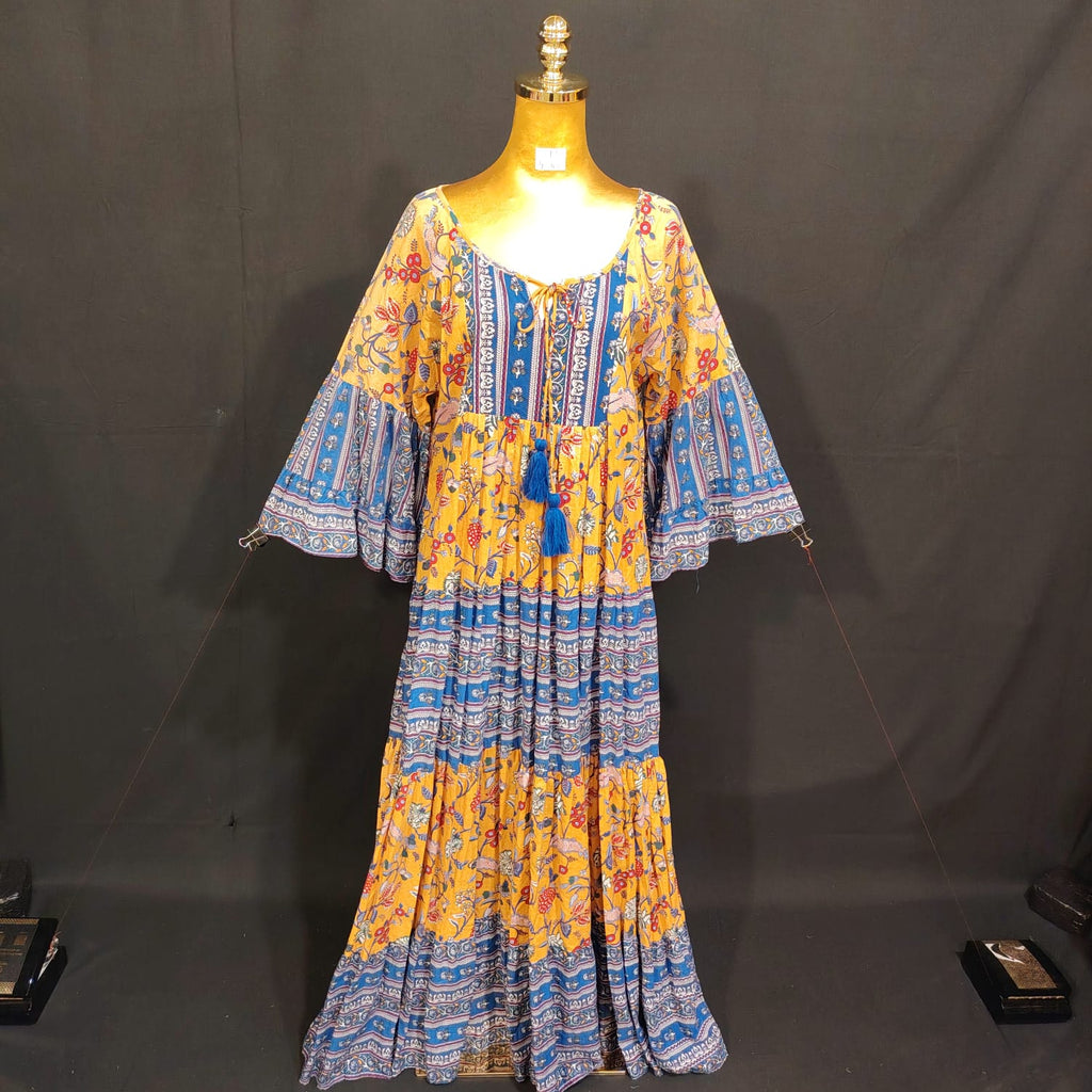 S/M Gaby Printed Cotton Dress 57" Long Jalabiya