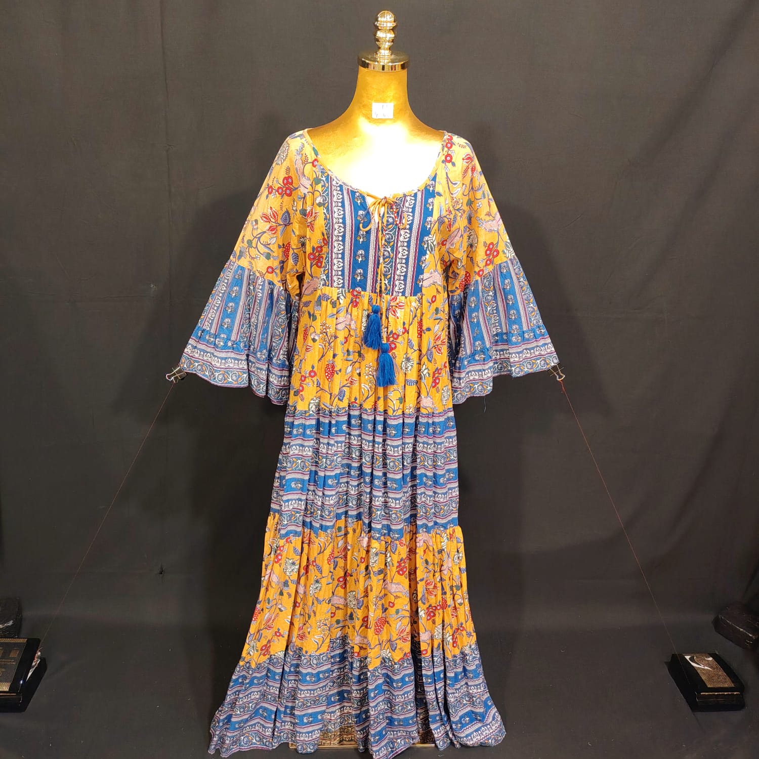 S/M Gaby Printed Cotton Dress 57" Long Jalabiya