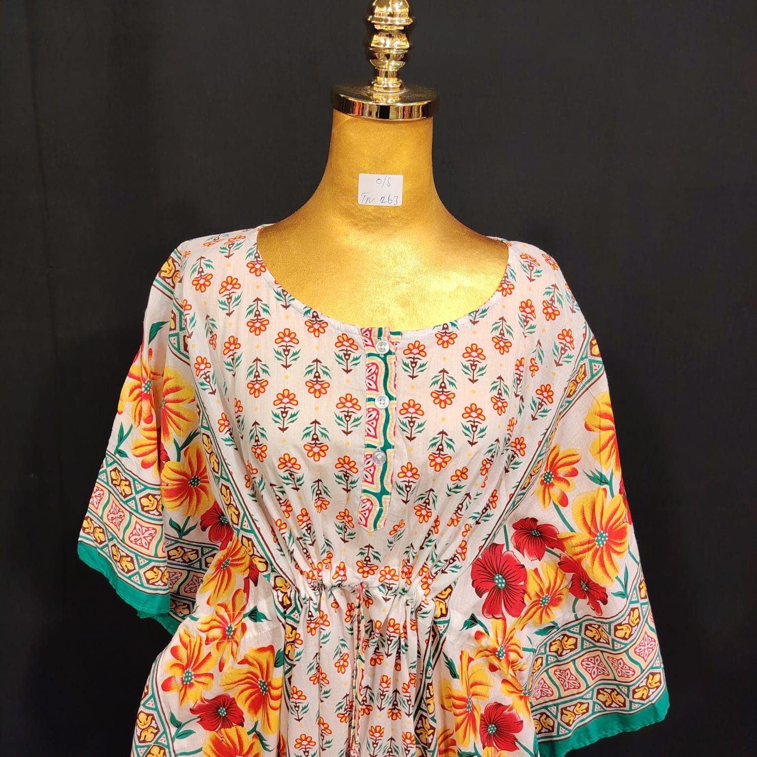 Free size Farasah Printed Cotton Dress 57" Long Jalabiya