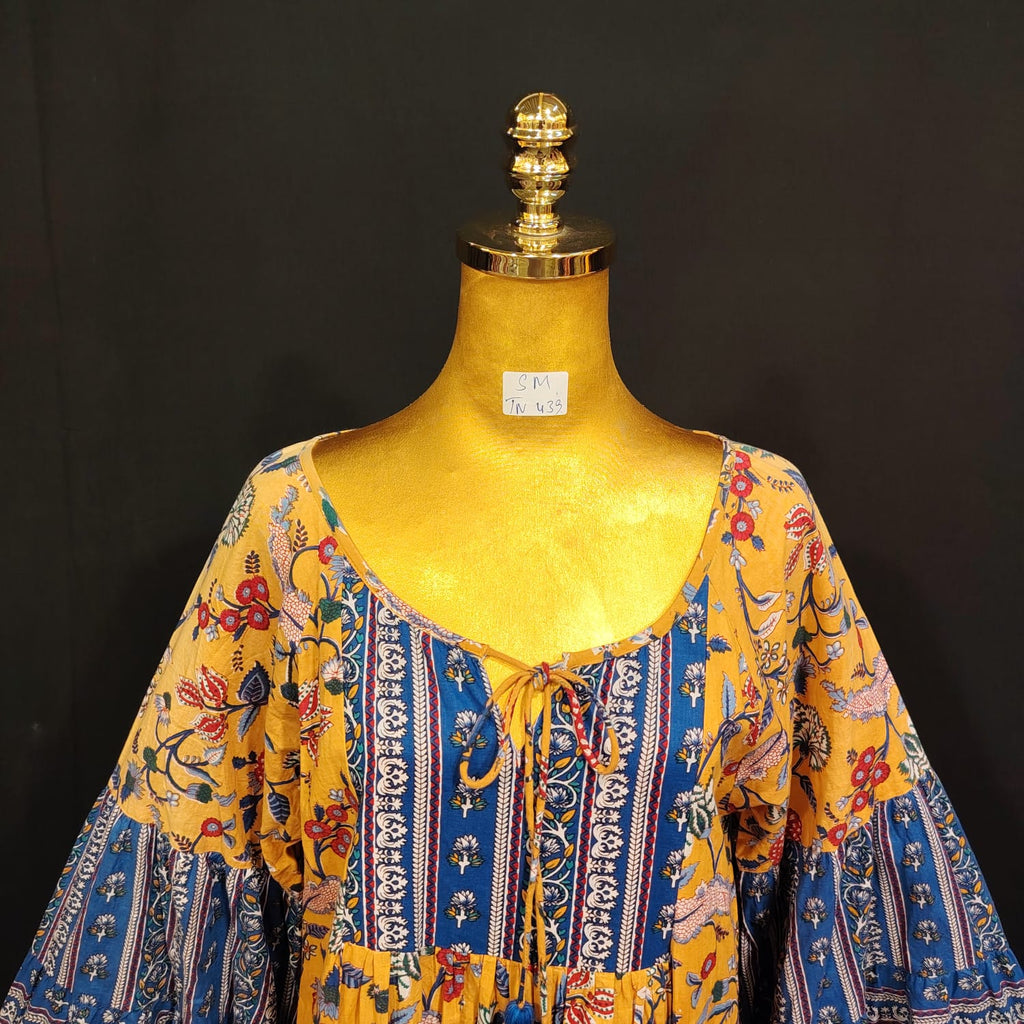S/M Gaby Printed Cotton Dress 57" Long Jalabiya