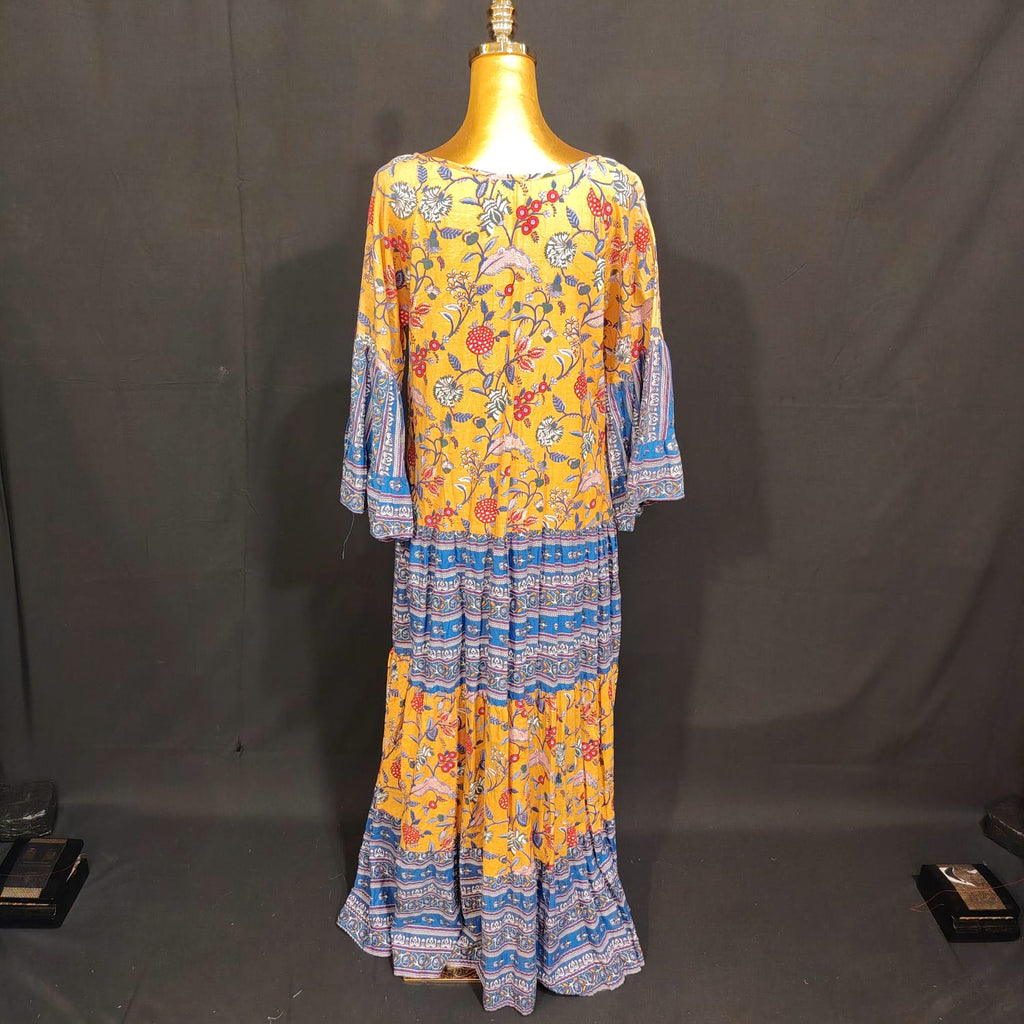 S/M Gaby Printed Cotton Dress 57" Long Jalabiya