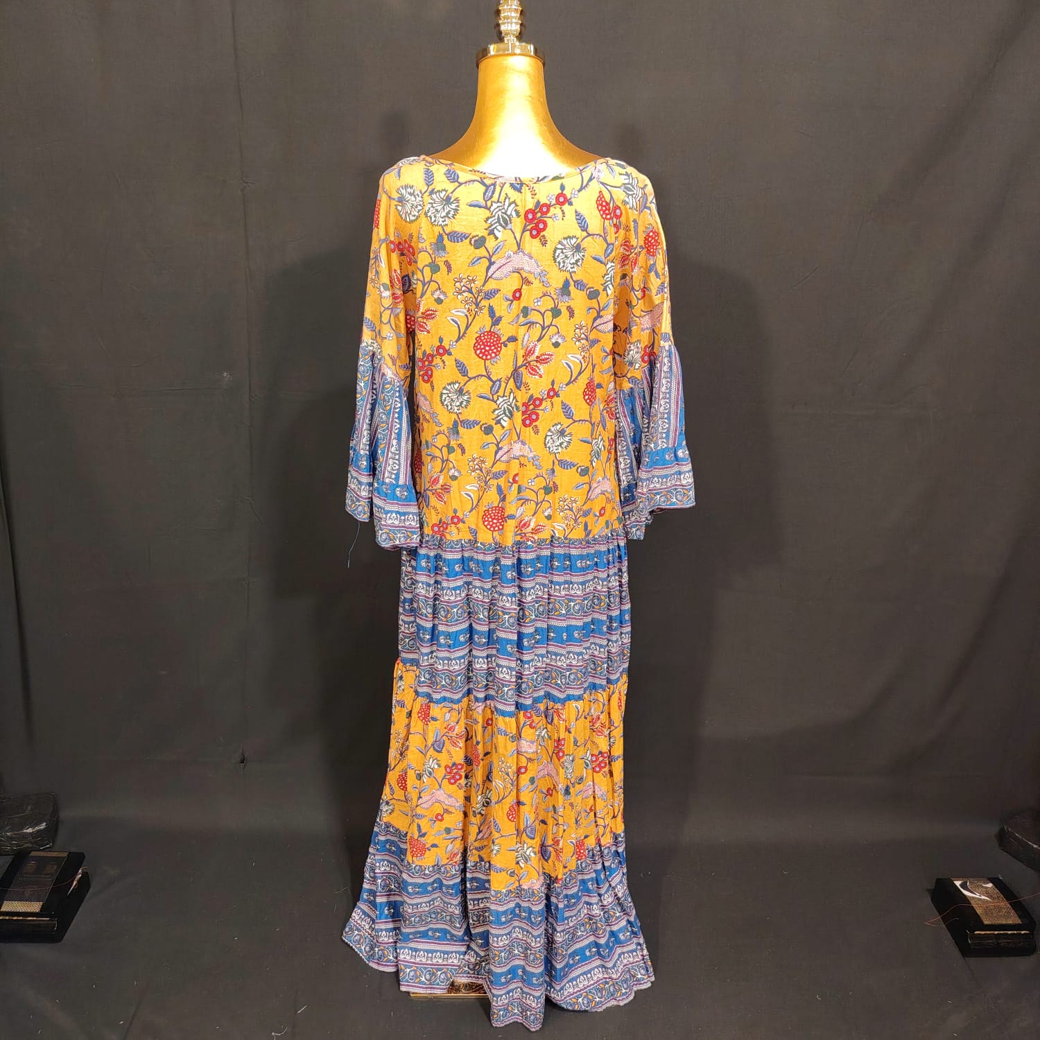 S/M Gaby Printed Cotton Dress 57" Long Jalabiya
