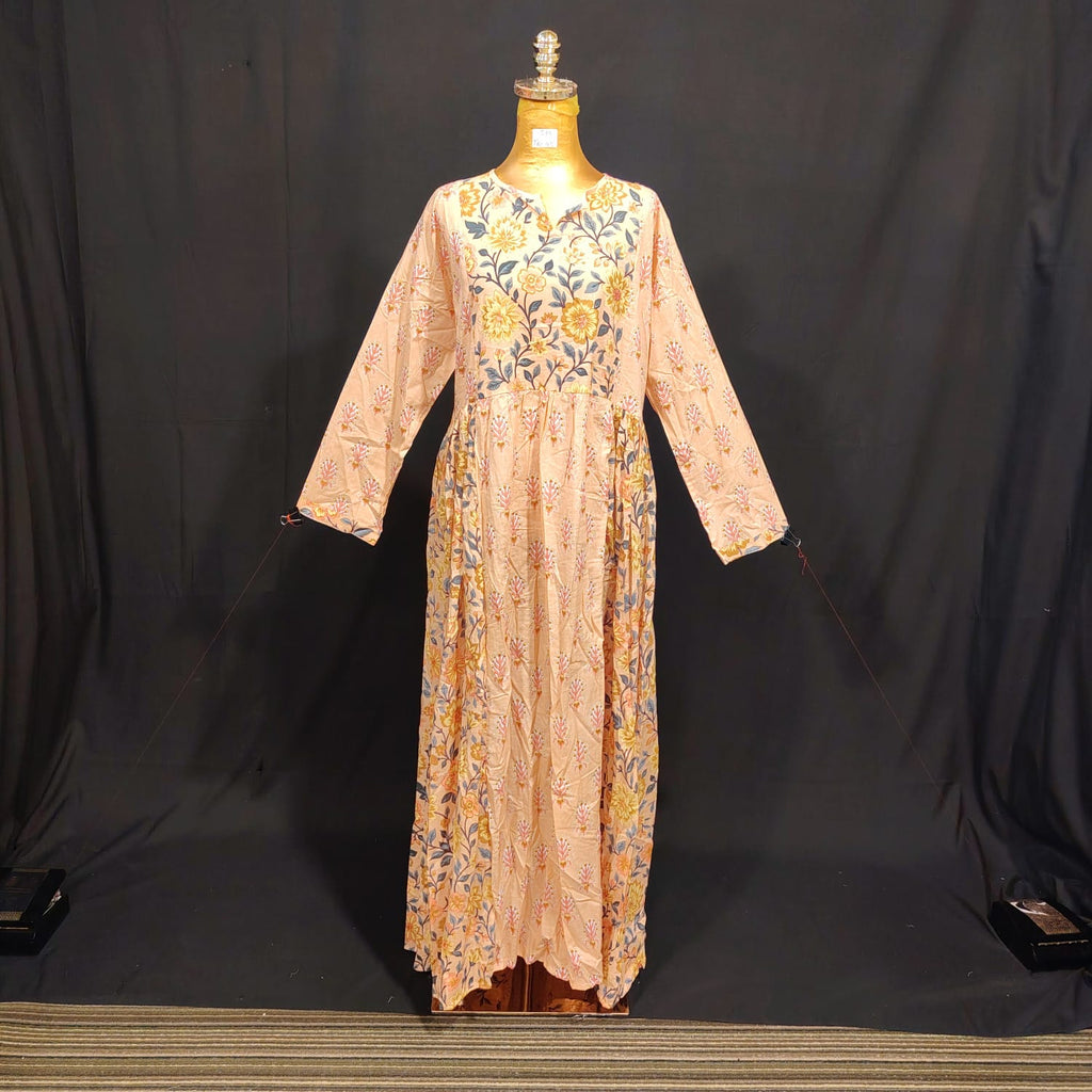 S-M Hiba Cotton Printed Dress 57" Long Jalabiya