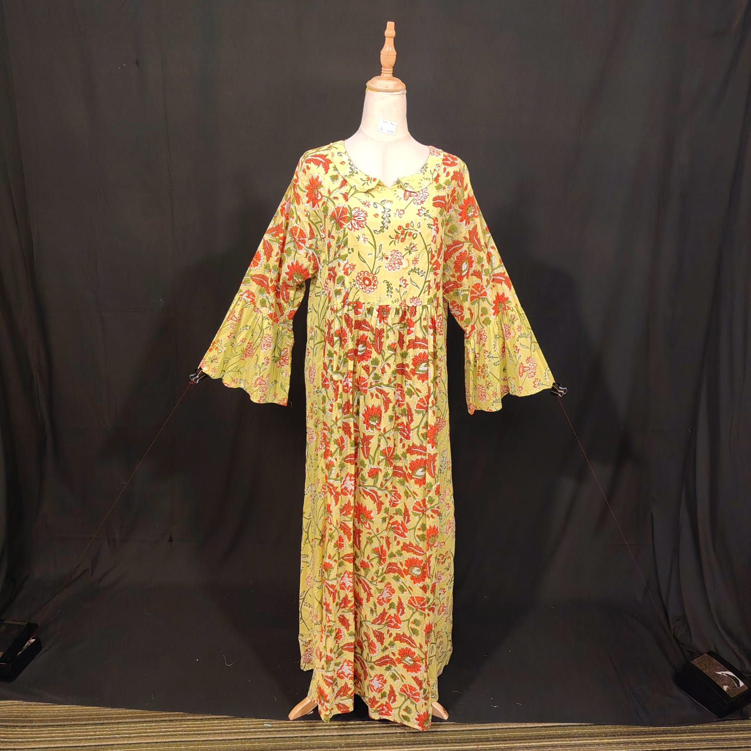 2XL-3XL Husn Printed Cotton Dress 57" Long Jalabiya