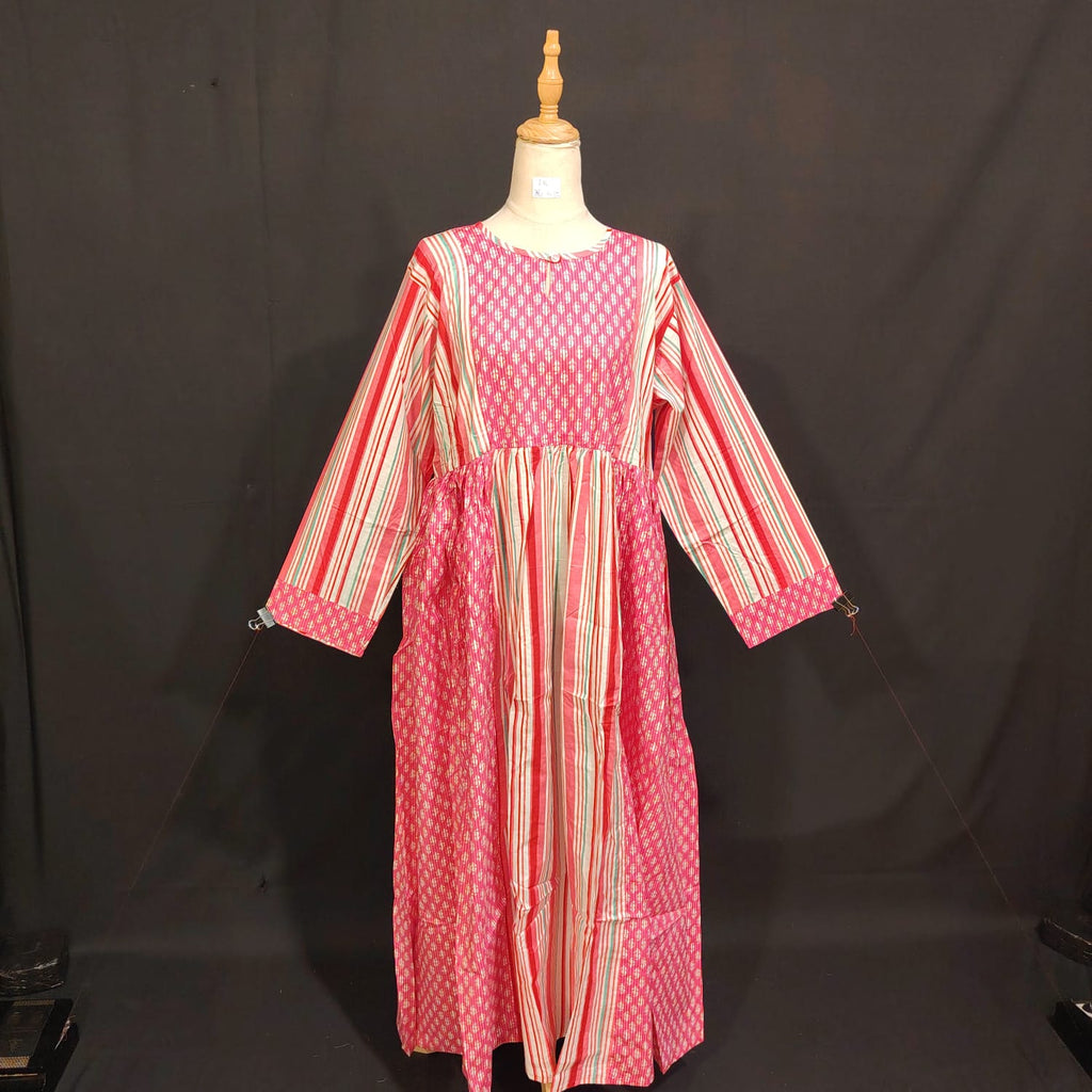 S/M Hiba Printed Cotton Dress 57" Long Jalabiya