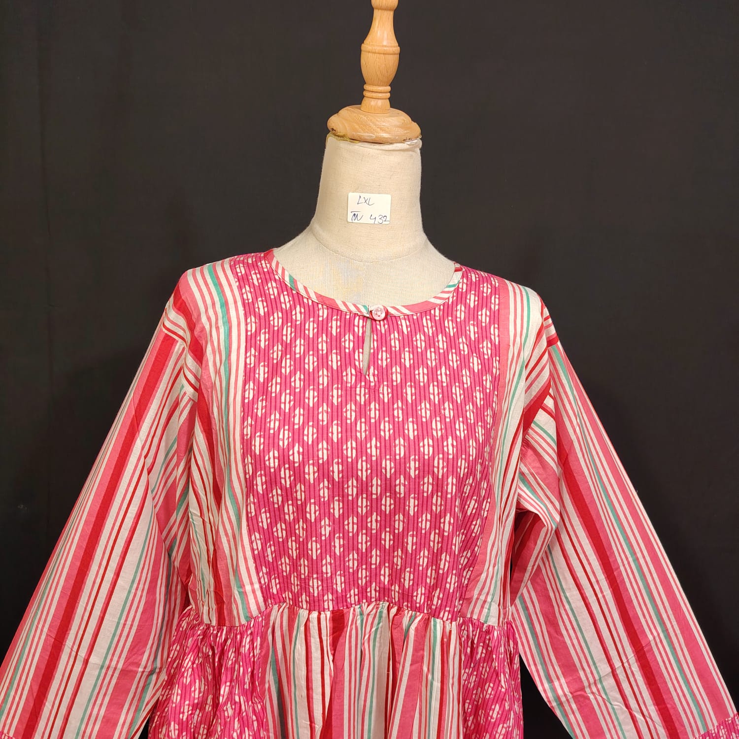 S/M Hiba Printed Cotton Dress 57" Long Jalabiya