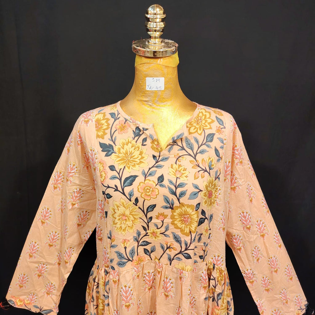 S-M Hiba Cotton Printed Dress 57" Long Jalabiya