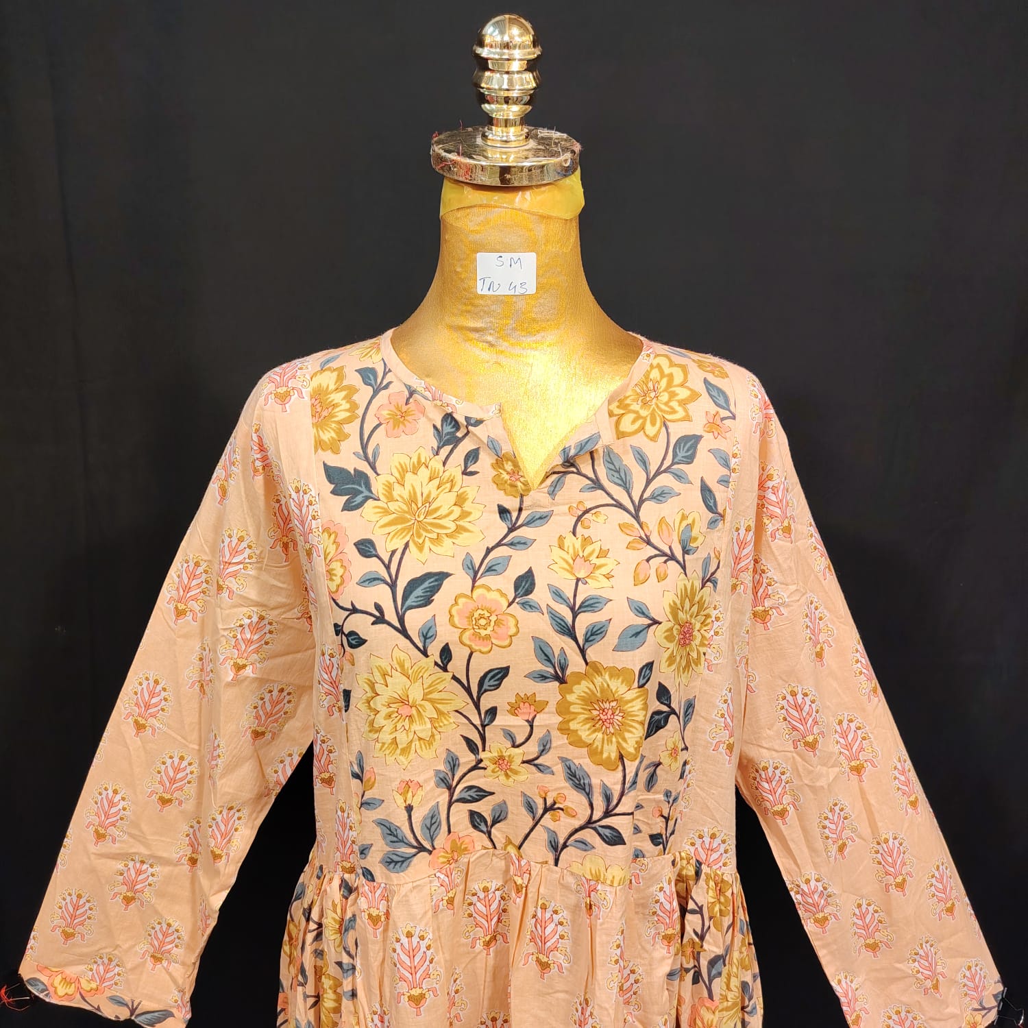 S-M Hiba Cotton Printed Dress 57" Long Jalabiya