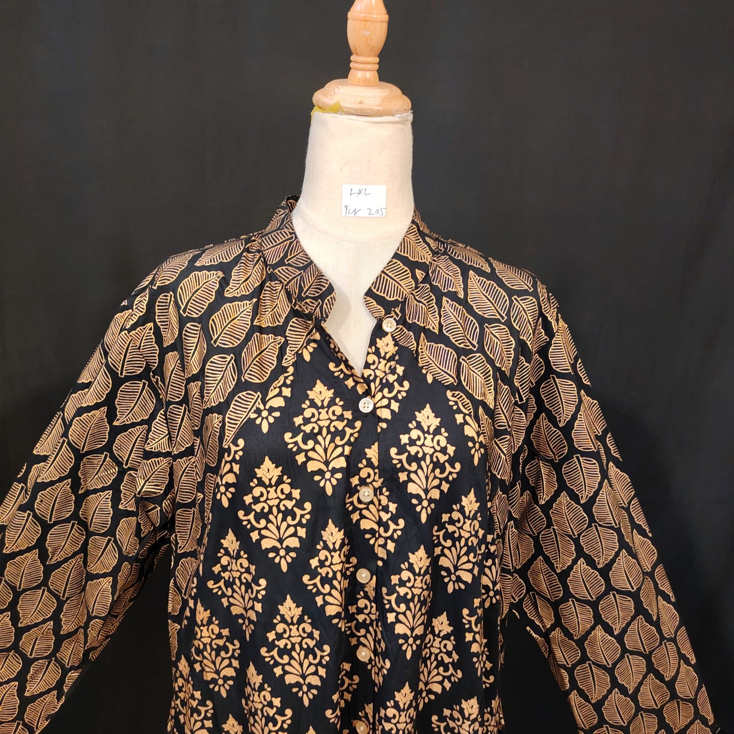 L-XL Honey Cotton Printed Dress 57" Long Jalabiya