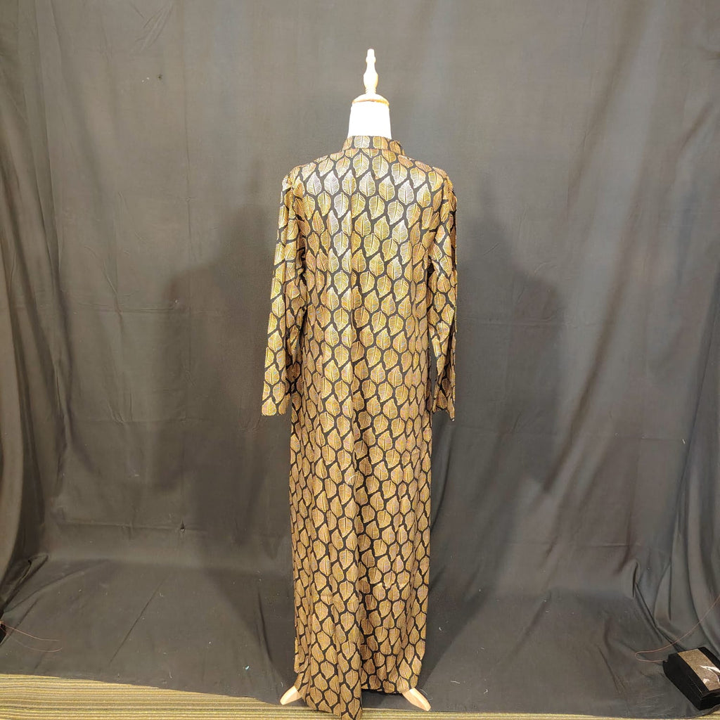 L-XL Honey Cotton Printed Dress 57" Long Jalabiya