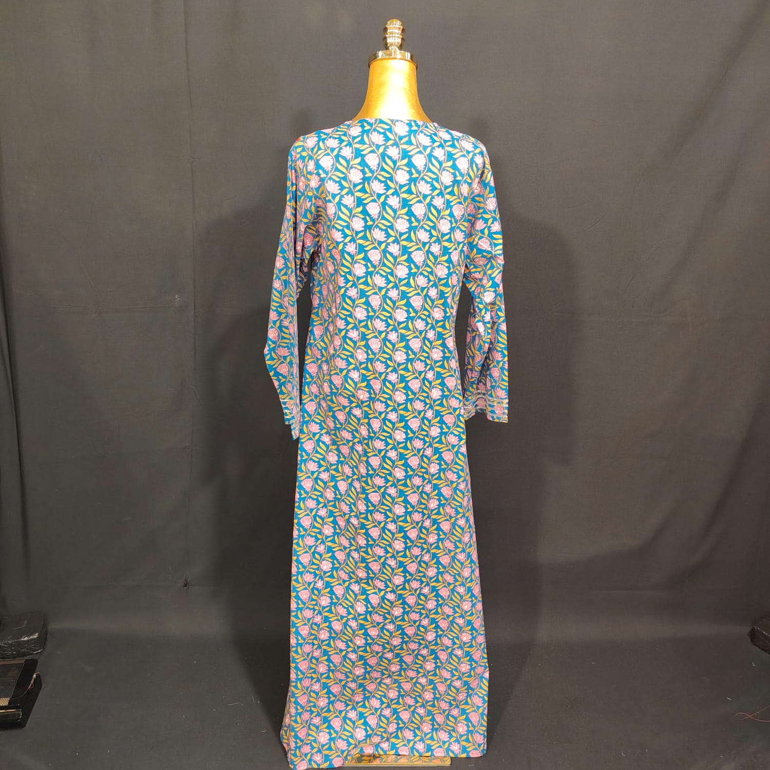S/M Harisa Printed Cotton Dress 57" Long Jalabiya