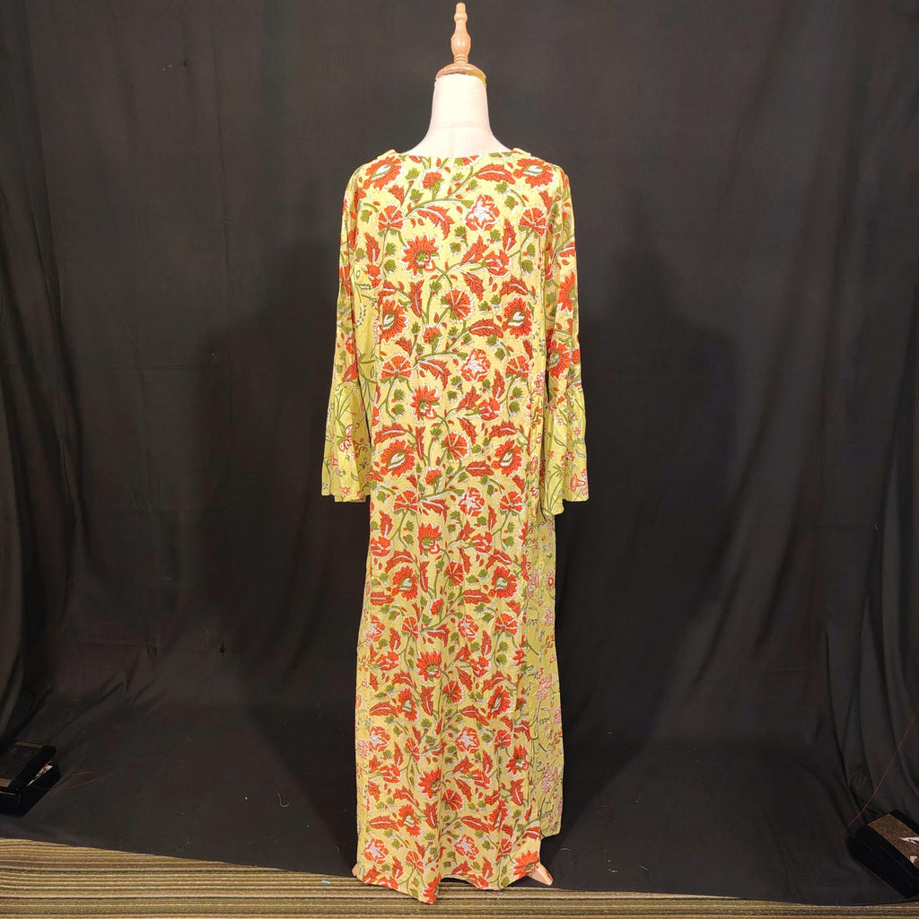 2XL-3XL Husn Printed Cotton Dress 57" Long Jalabiya