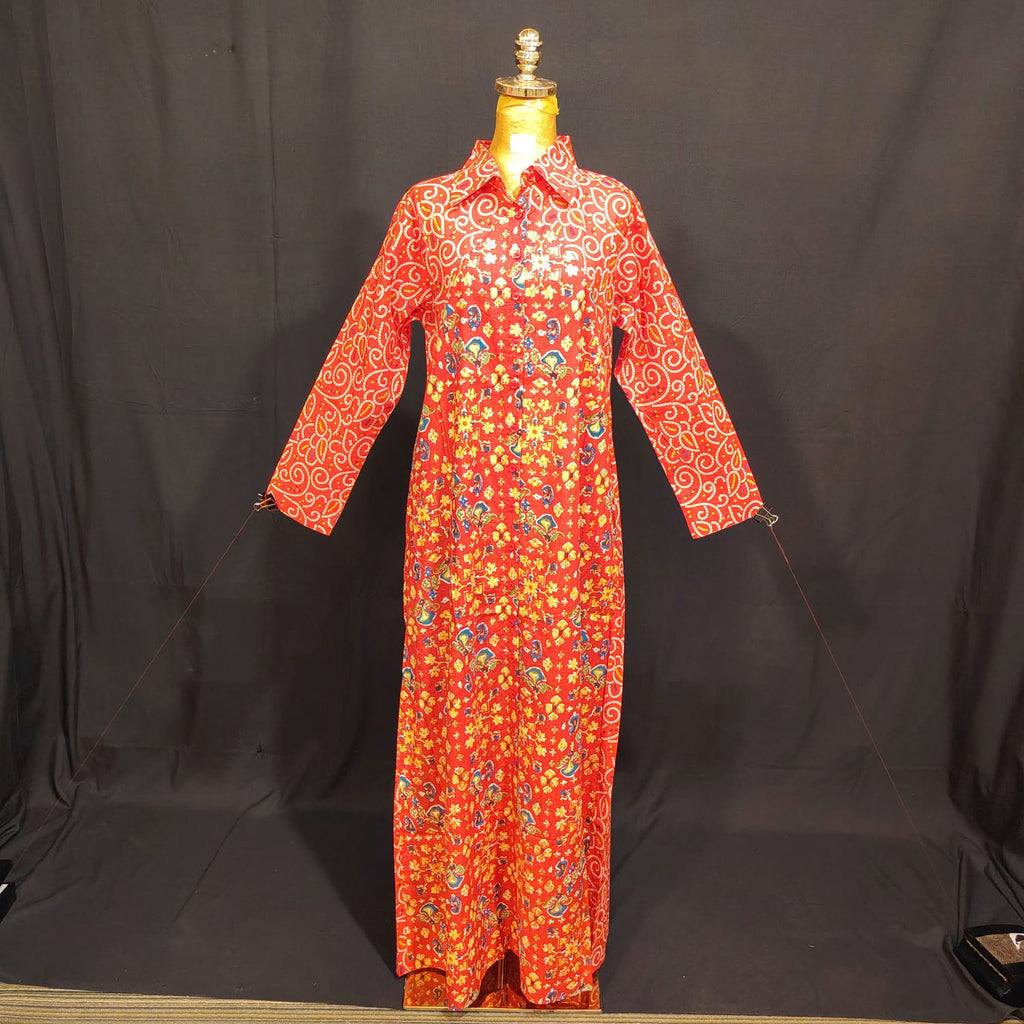 S-M Honey Printed Cotton Dress 57" Long Jalabiya