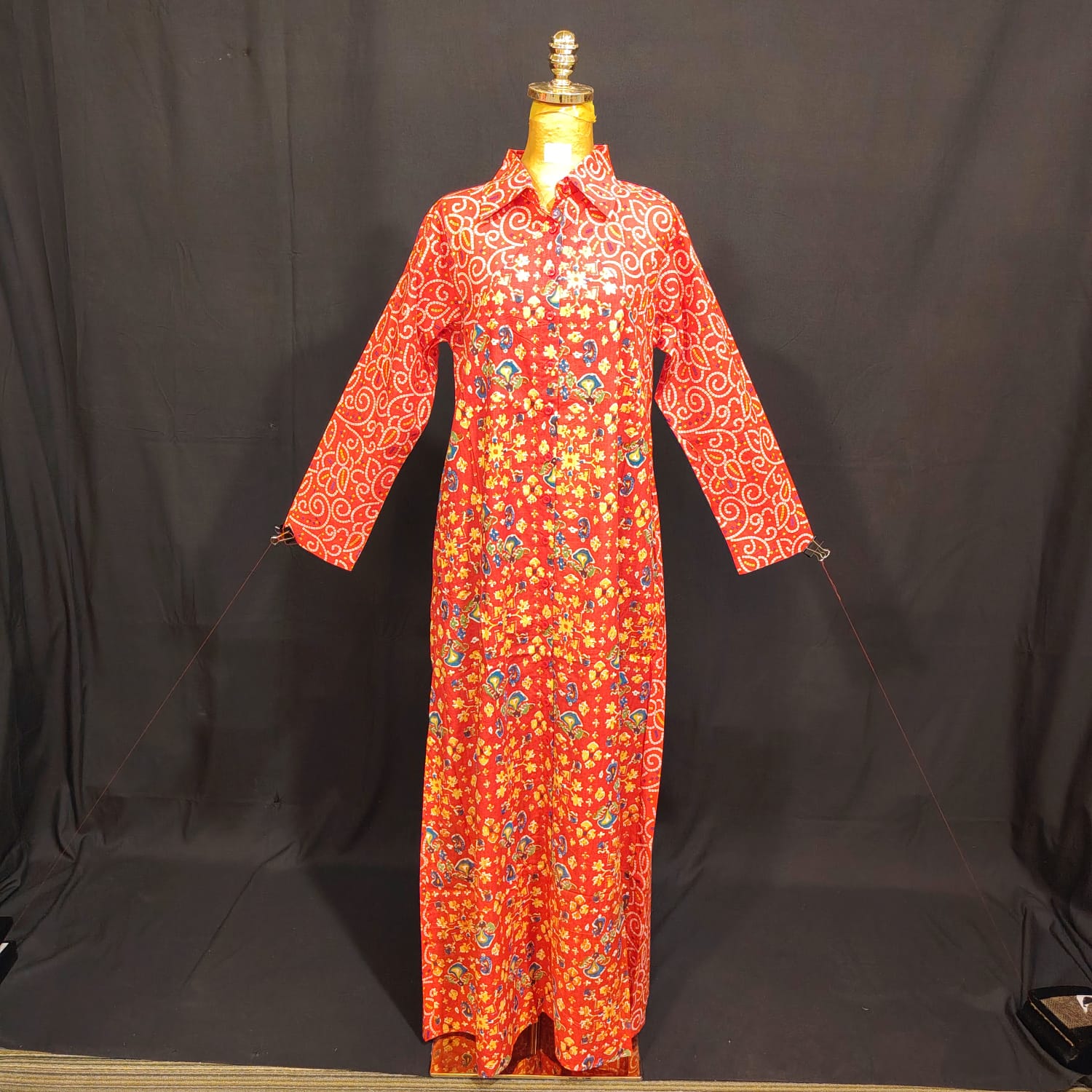 S-M Honey Printed Cotton Dress 57" Long Jalabiya
