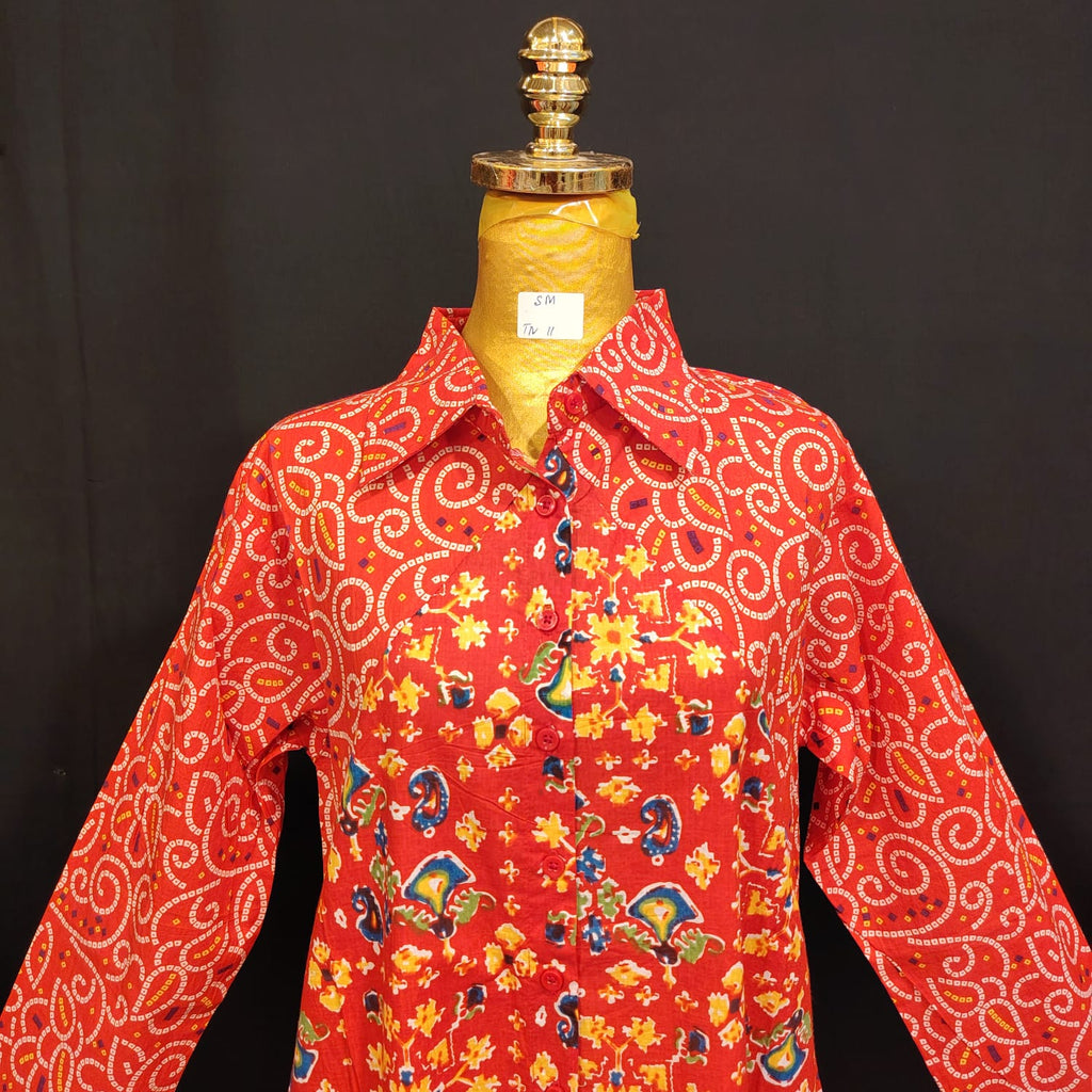 S-M Honey Printed Cotton Dress 57" Long Jalabiya