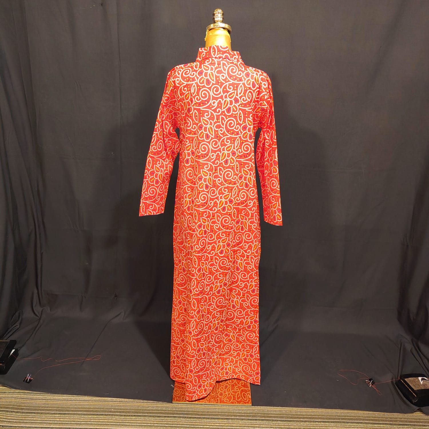 S-M Honey Printed Cotton Dress 57" Long Jalabiya