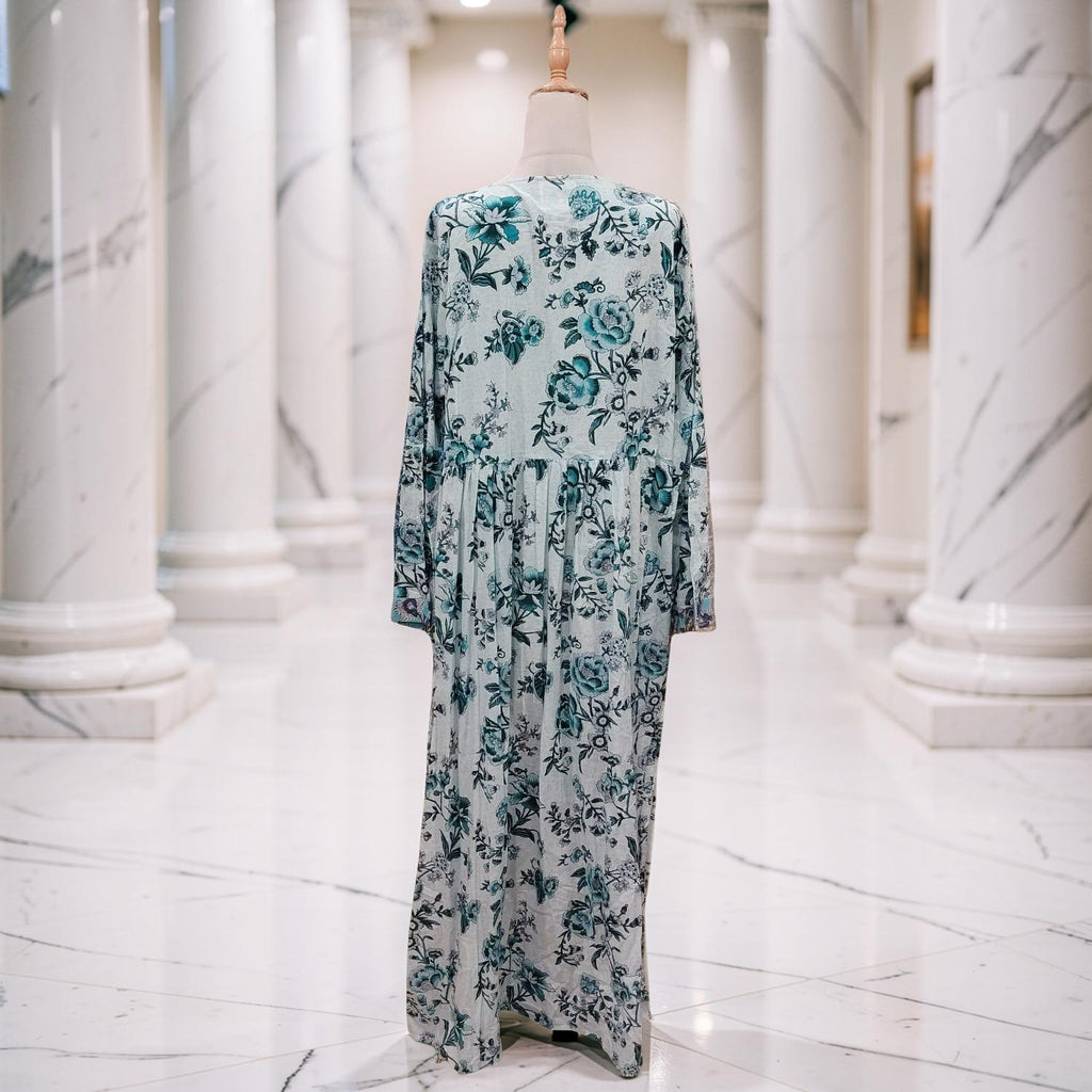 S/M Jasmine Crystal Printed Cotton Dress 57" Long Jalabiya