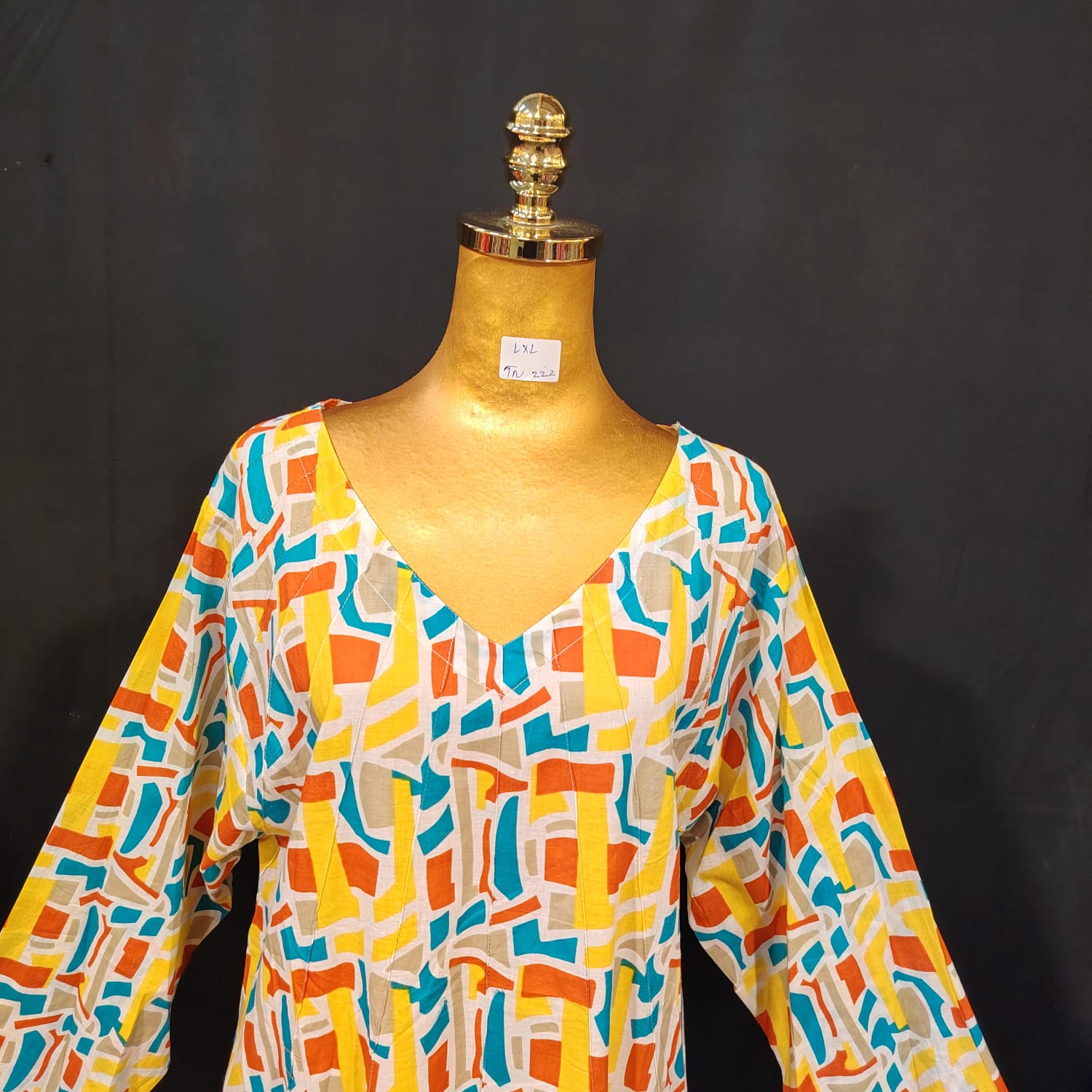 L-XL Khadija Cotton Printed Dress 57" Long Jalabiya