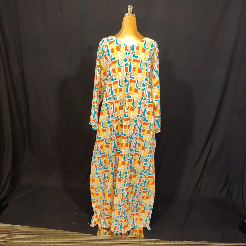 L-XL Khadija Cotton Printed Dress 57" Long Jalabiya