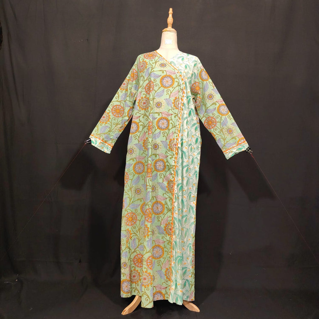 2XL-3XL Lupine Printed Cotton Dress 57" Long Jalabiya