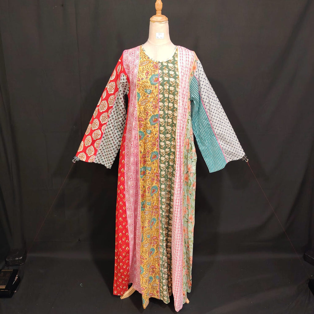 S/M Malaysia Printed Cotton Dress 57" Long Jalabiya