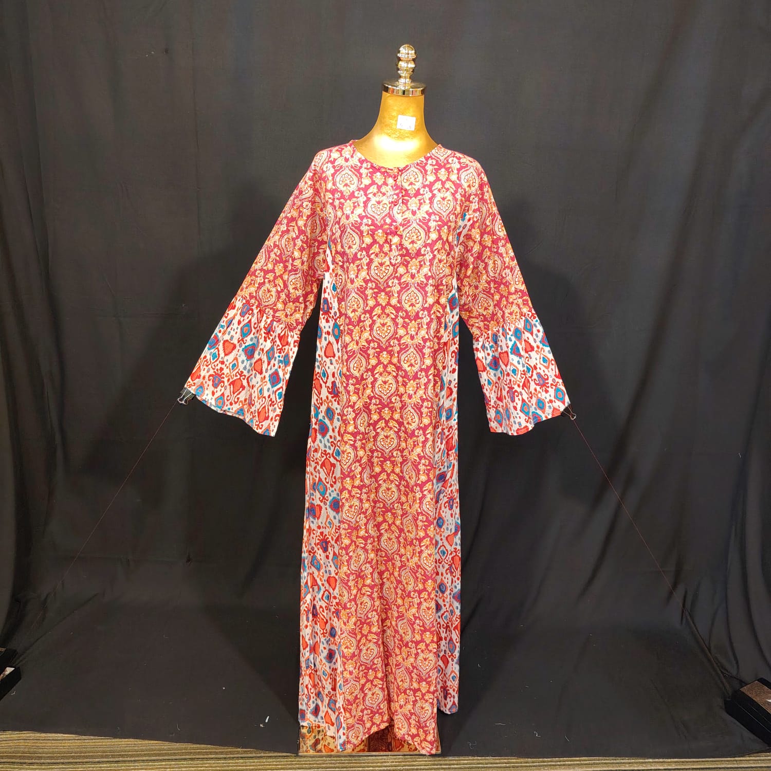 L-XL Marry Cotton Printed Dress 57" Long Jalabiya