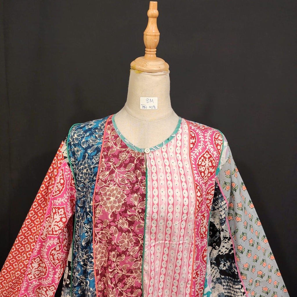 S/M Malaysia Printed Cotton Dress 57" Long Jalabiya
