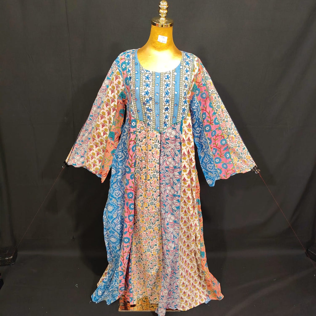 S/M Malaysia Printed Cotton Dress 57" Long Jalabiya