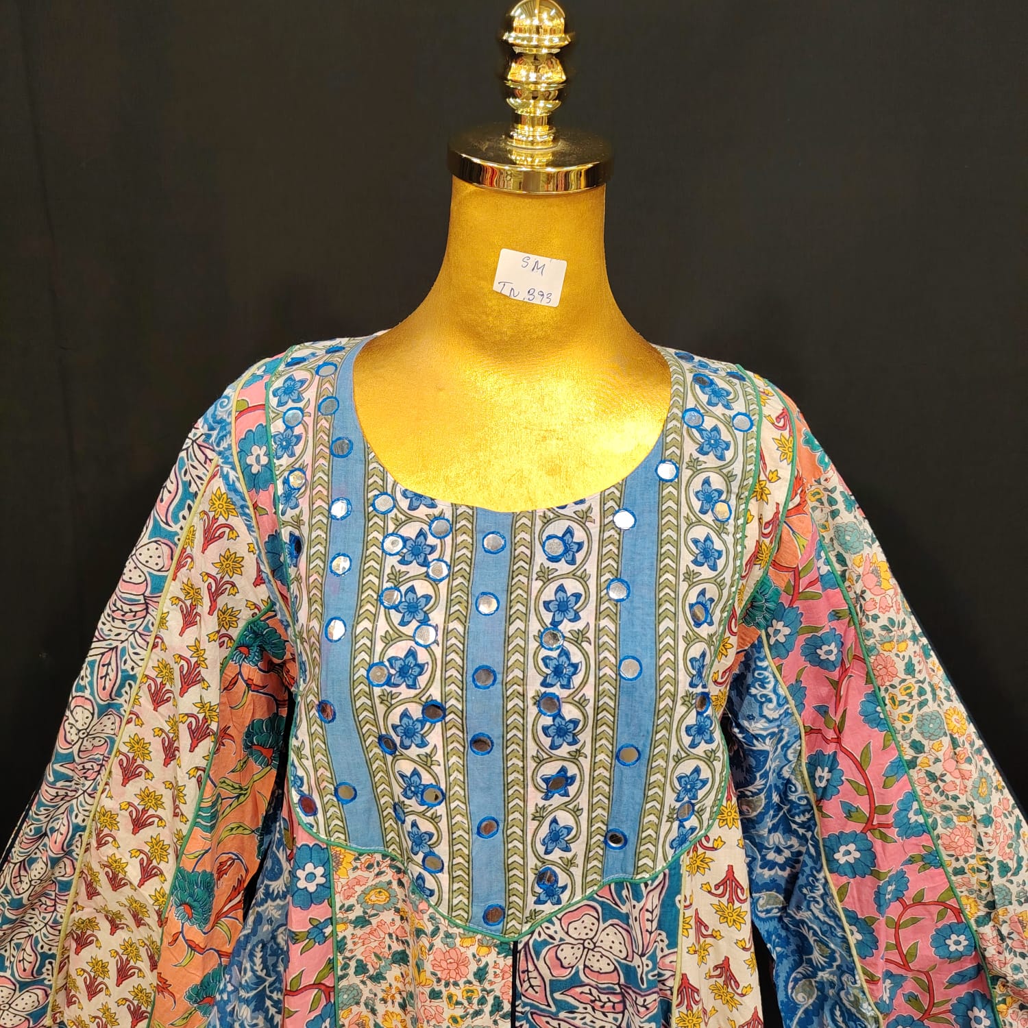 S/M Malaysia Printed Cotton Dress 57" Long Jalabiya