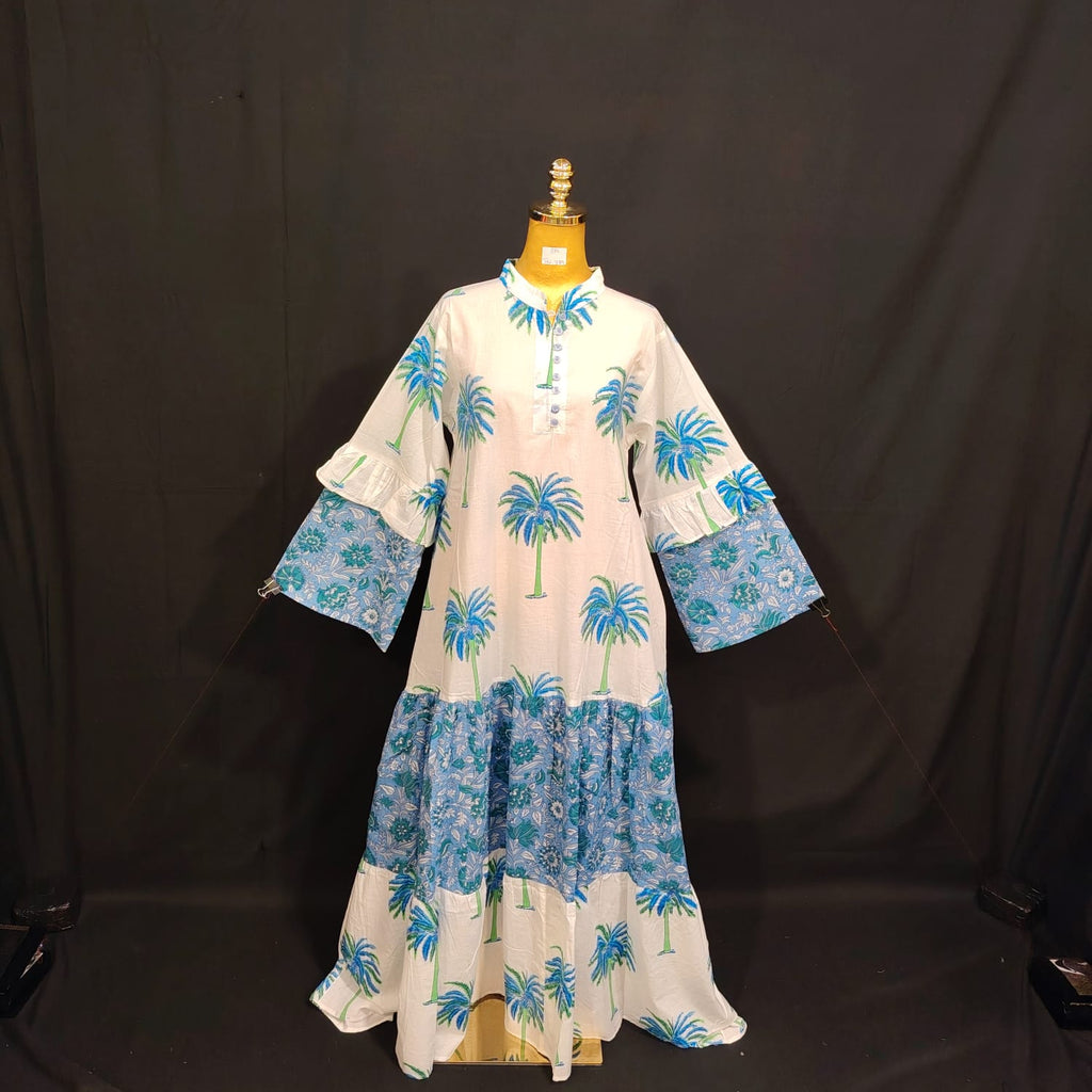 S/M Nayra Printed Cotton Dress 57" Long Jalabiya