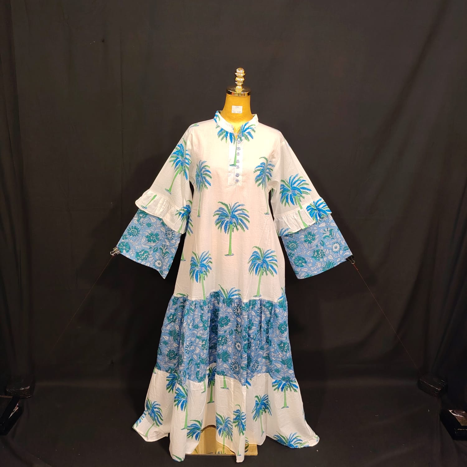 S/M Nayra Printed Cotton Dress 57" Long Jalabiya