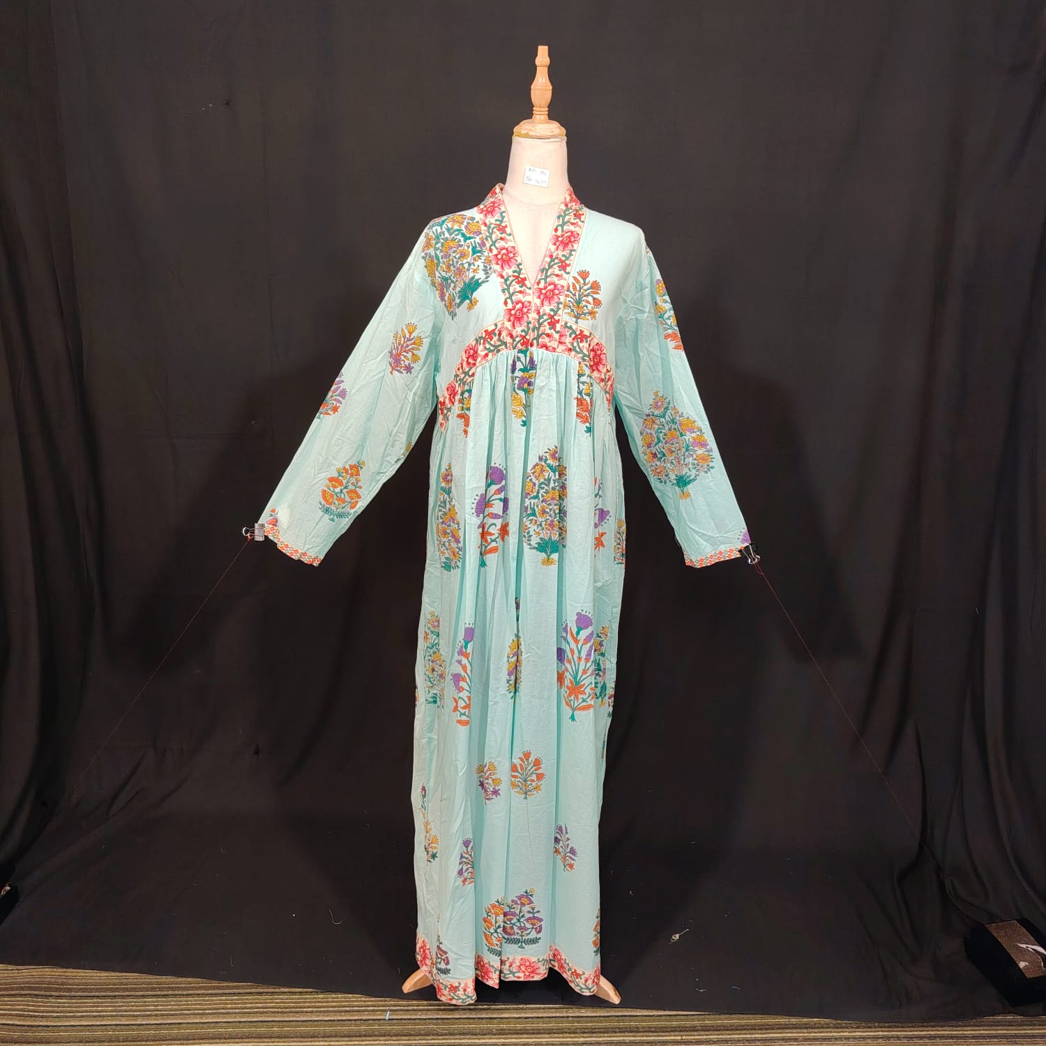 2XL-3XL Nida Printed Cotton Dress 57" Long Jalabiya