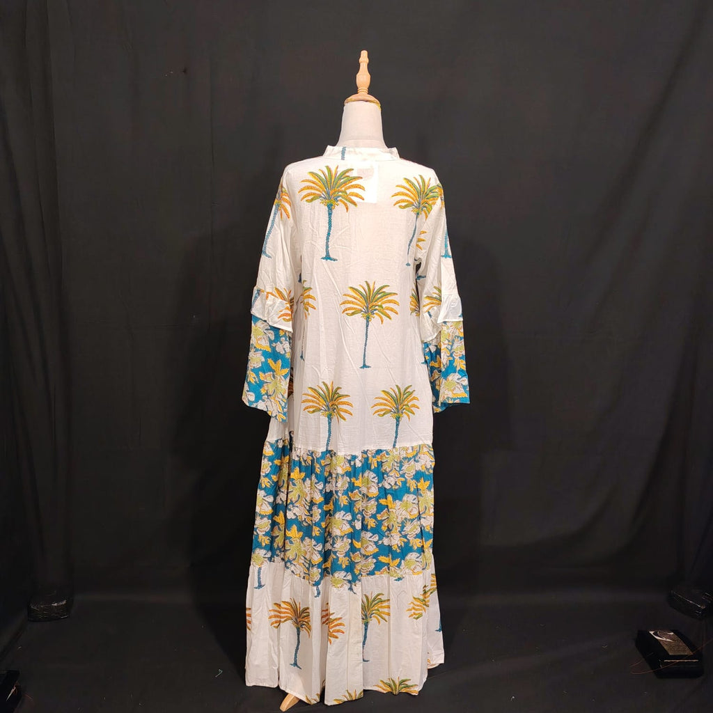 S/M Nayra Printed Cotton Dress 57" Long Jalabiya