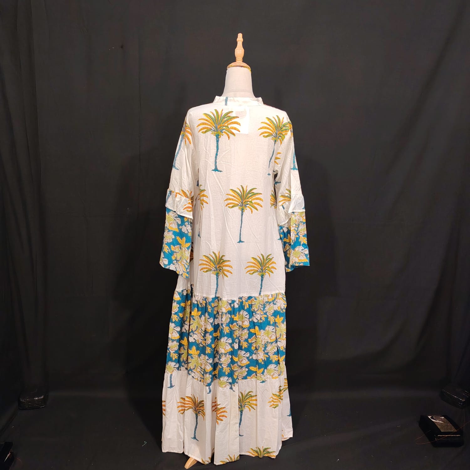 S/M Nayra Printed Cotton Dress 57" Long Jalabiya