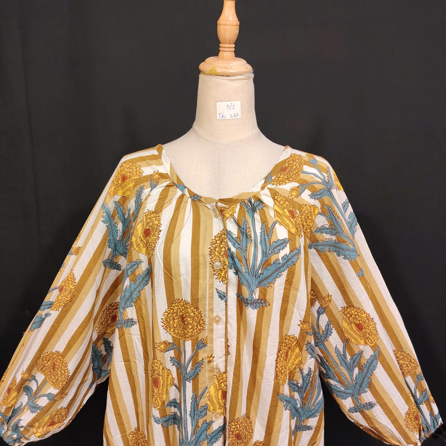 Free Size Nawaar Printed Cotton Dress 57" Long Jalabiya