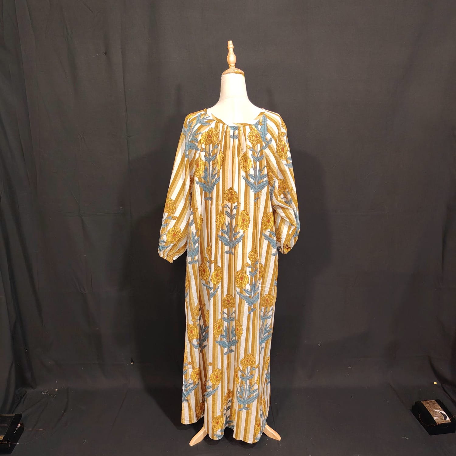 Free Size Nawaar Printed Cotton Dress 57" Long Jalabiya