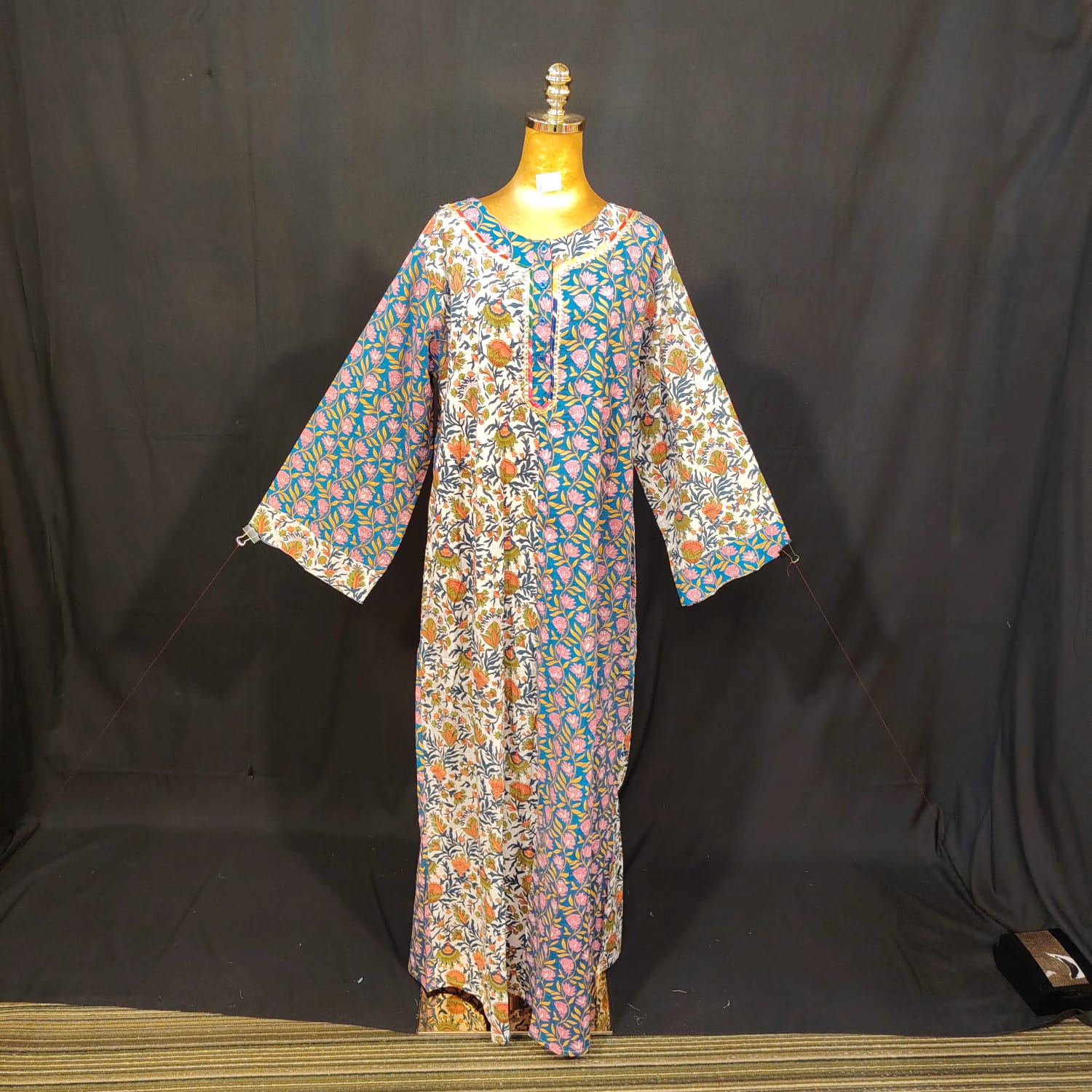 L-XL Noorain Cotton Printed Dress 57" Long Jalabiya