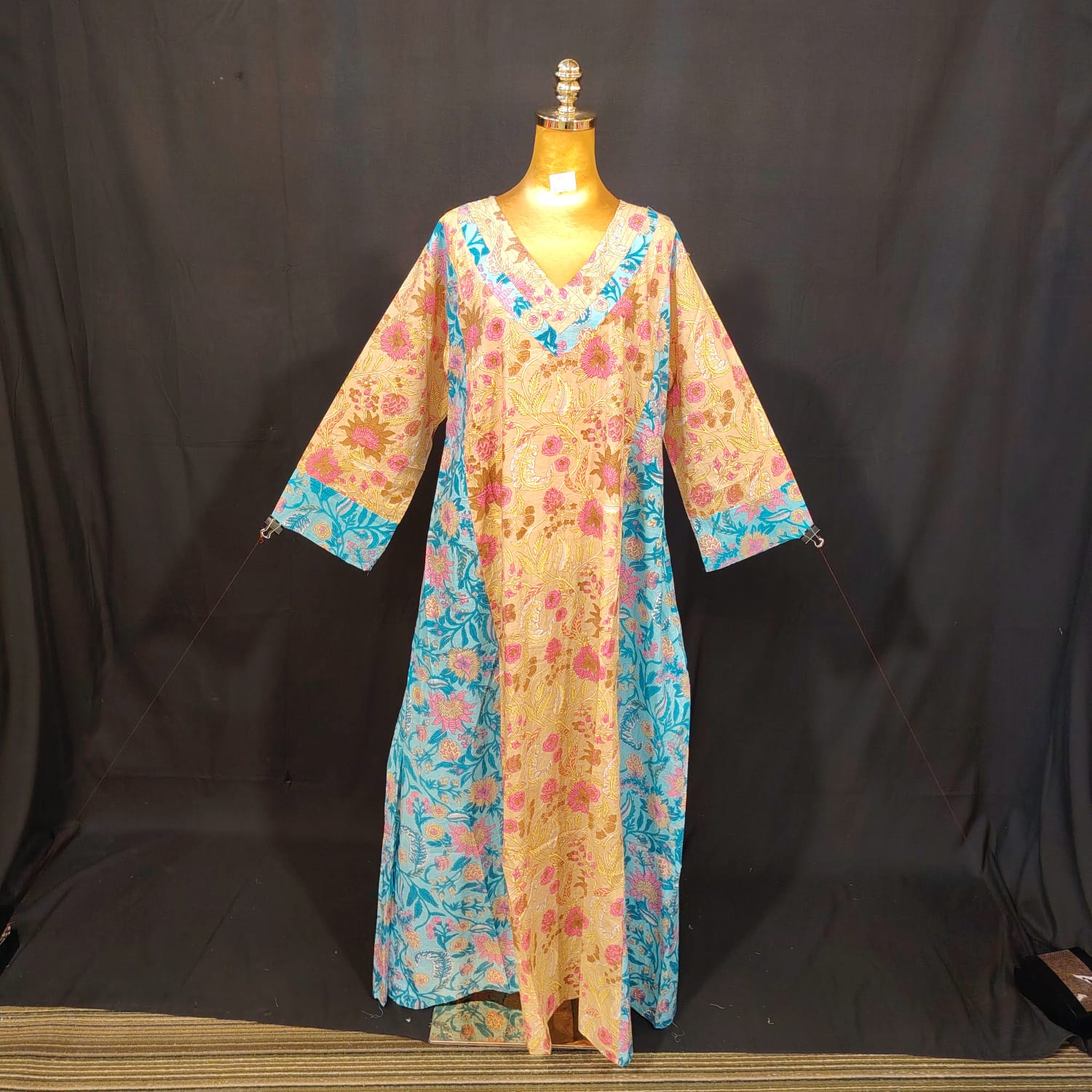 L-XL Noor Cotton Printed Dress 57" Long Jalabiya