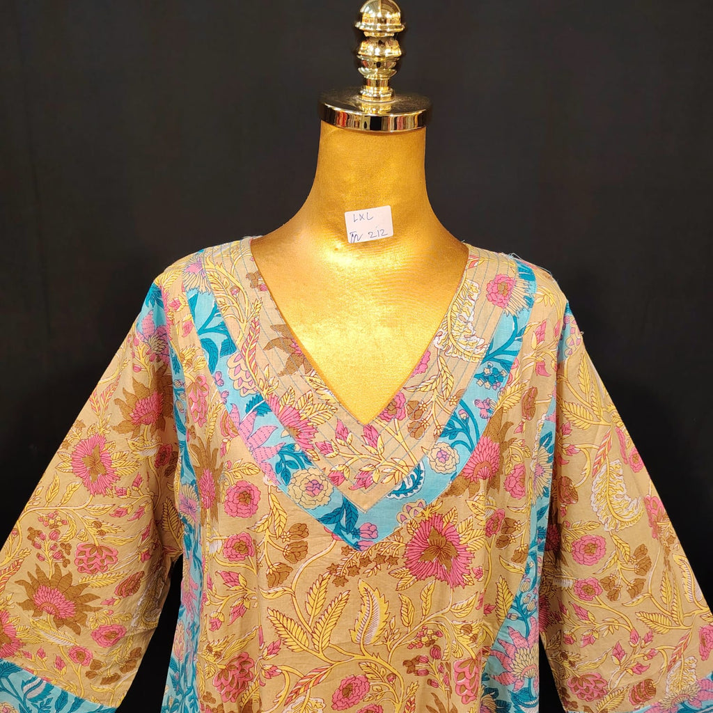 L-XL Noor Cotton Printed Dress 57" Long Jalabiya