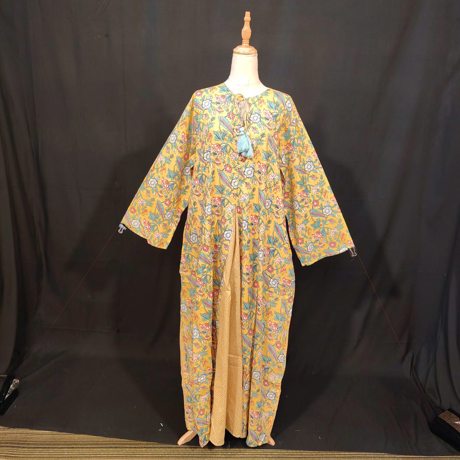 L-XL Nubila Cotton Printed Dress 57" Long Jalabiya
