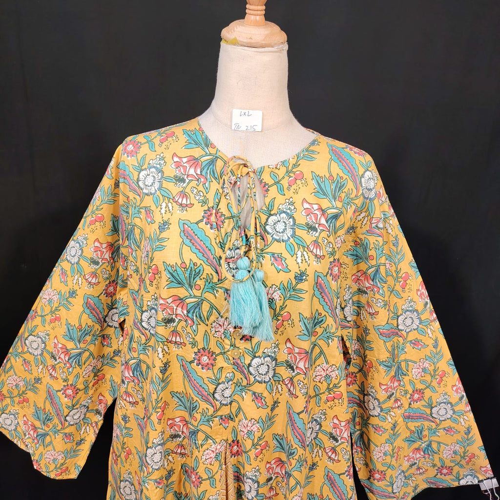 L-XL Nubila Cotton Printed Dress 57" Long Jalabiya