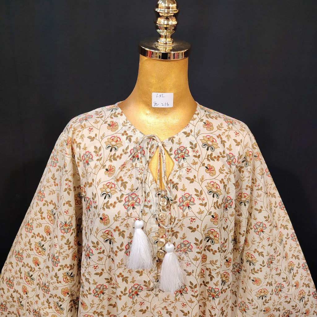 L-XL Nubila Cotton Printed Dress 57" Long Jalabiya