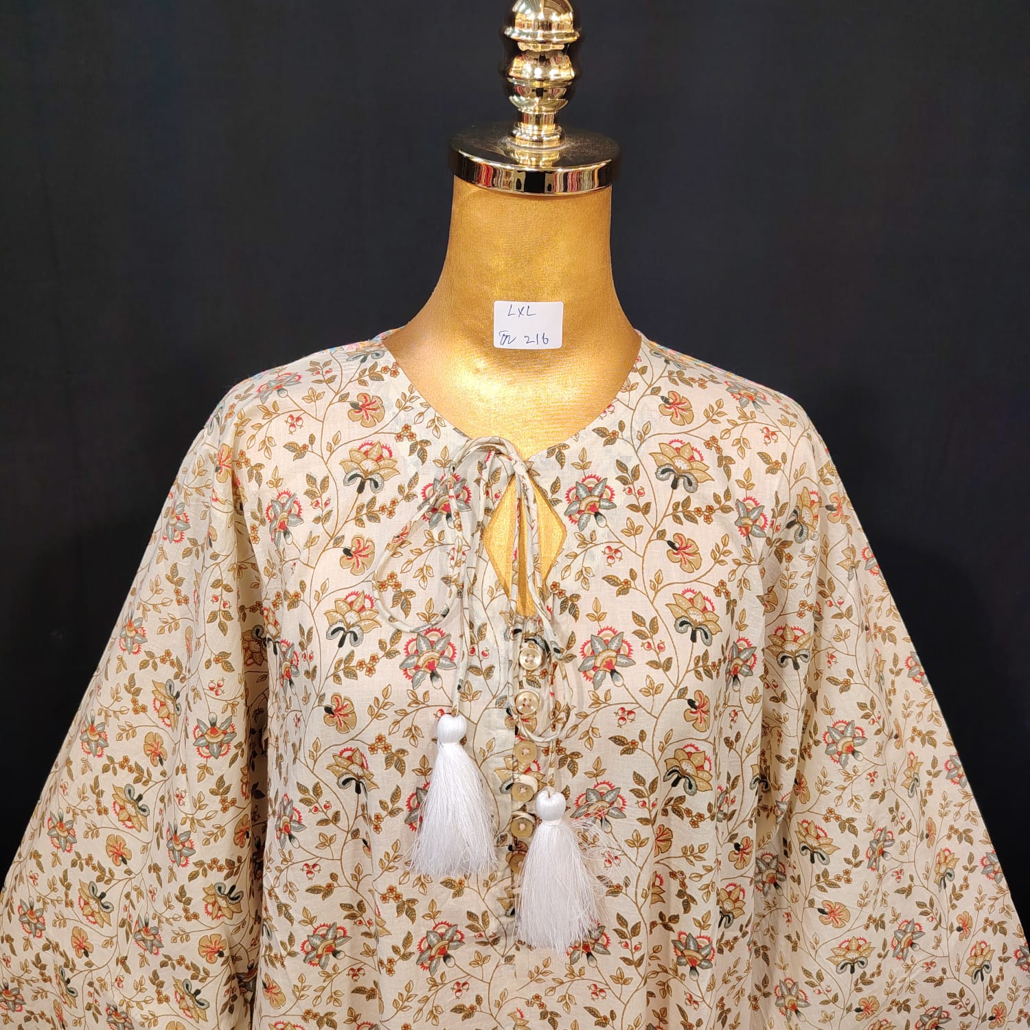 L-XL Nubila Cotton Printed Dress 57" Long Jalabiya