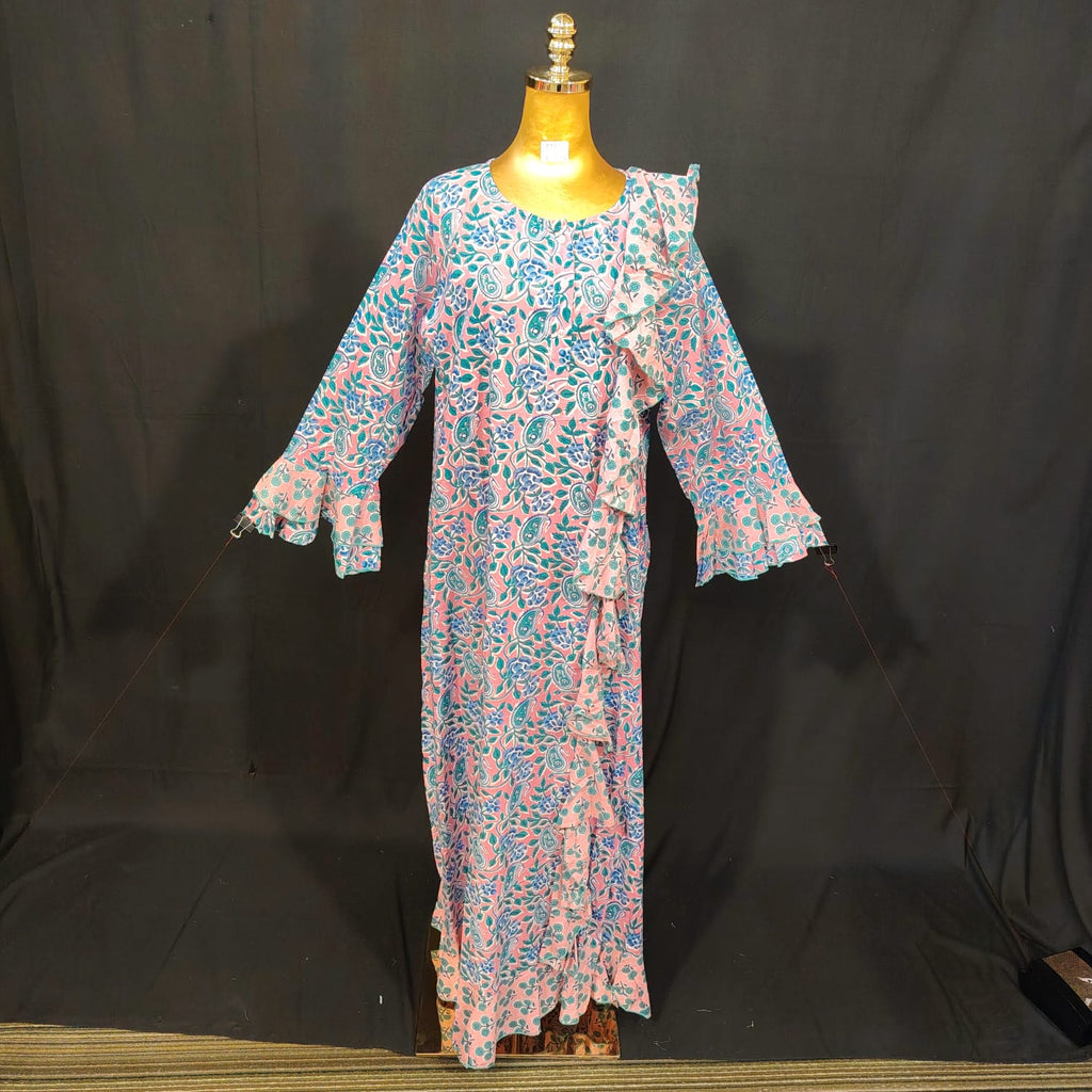 L-XL Princess Cotton Printed Dress 57" Long Jalabiya