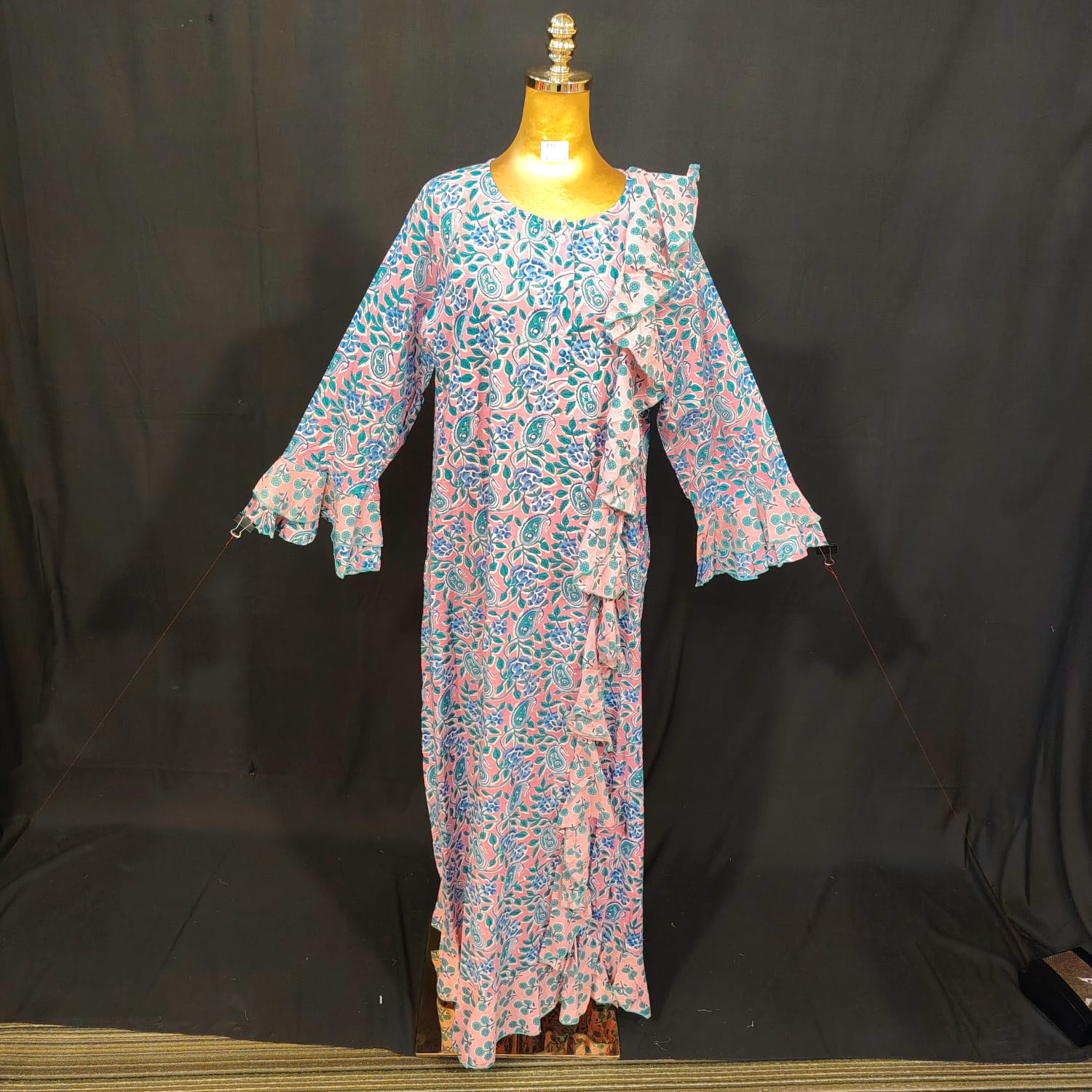 L-XL Princess Cotton Printed Dress 57" Long Jalabiya