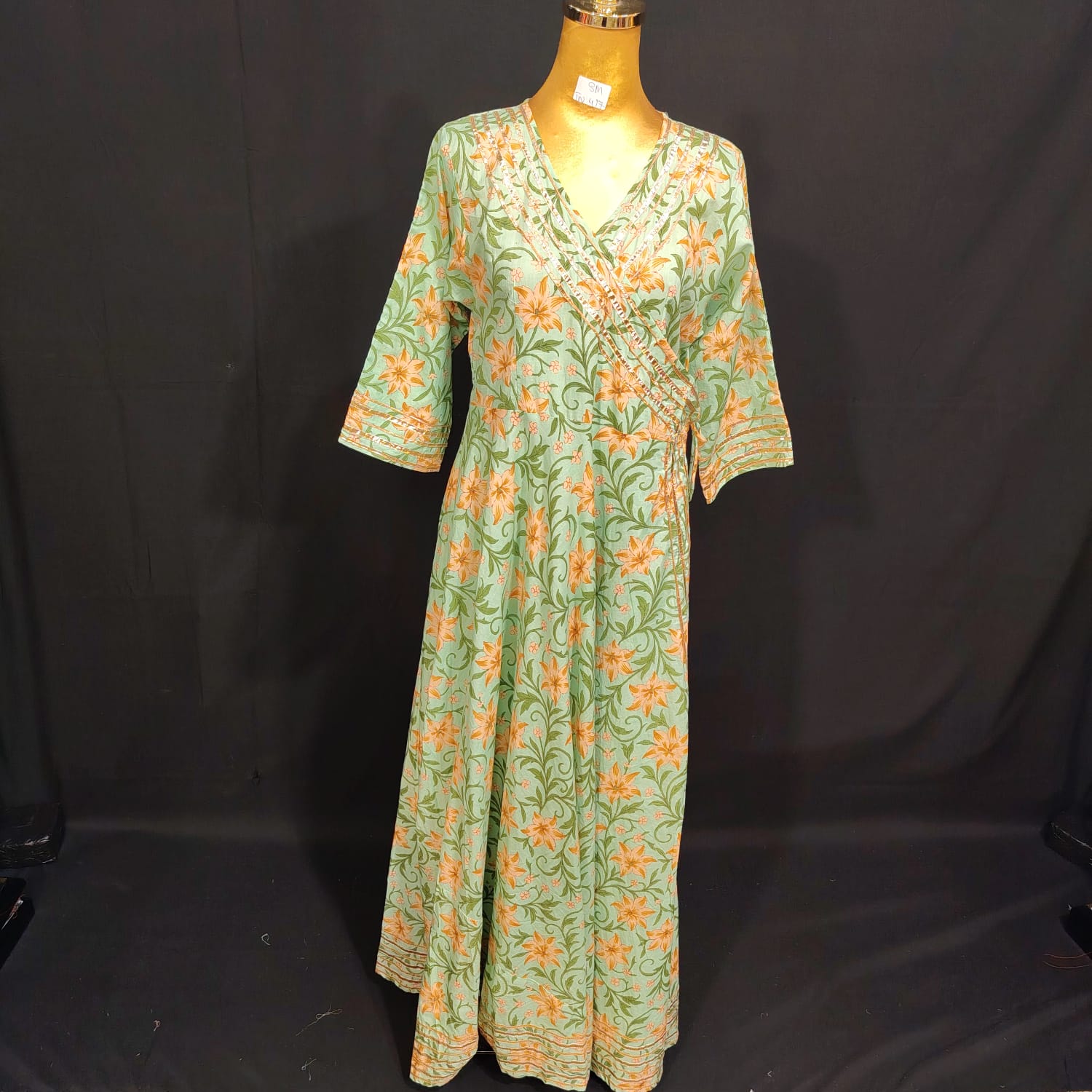 S/M Priam Printed Cotton Dress 57" Long Jalabiya