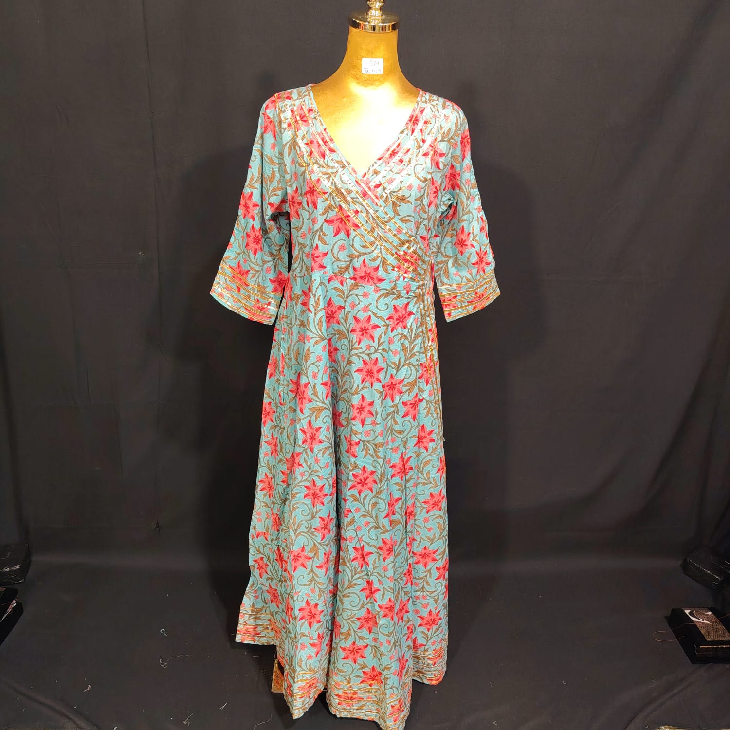 S/M Priam Printed Cotton Dress 57" Long Jalabiya
